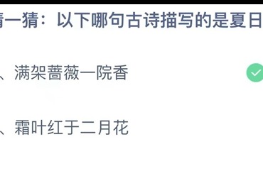 支付宝蚂蚁庄园6月23日答案2023-猜一猜以下哪句古诗描写的是夏日美景？6月23日答案