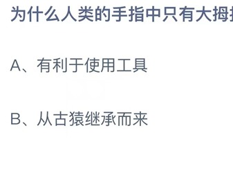 2023支付宝蚂蚁庄园7月17日答案更新-为什么人类的手指中只有大拇指是两节？7月17日答案