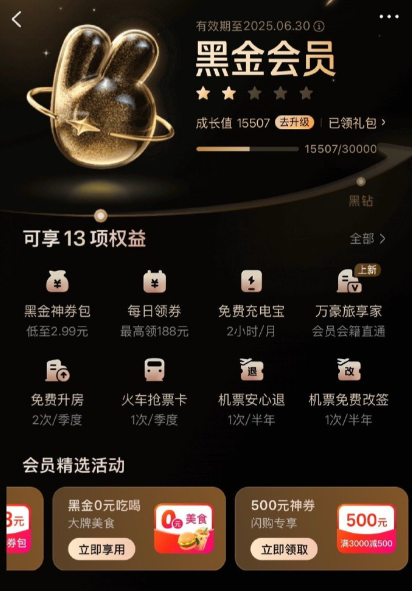 美团黑金会员有什么用?
