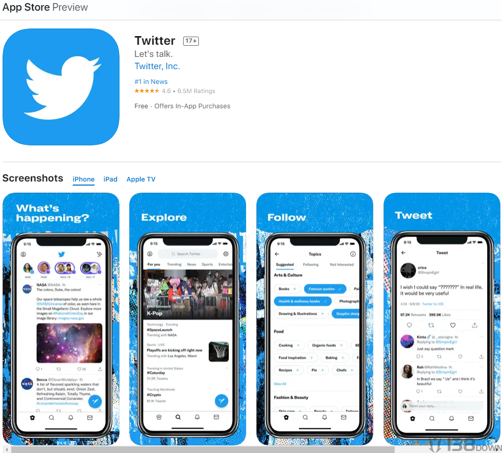 Twitter推特移动端应用下载页面