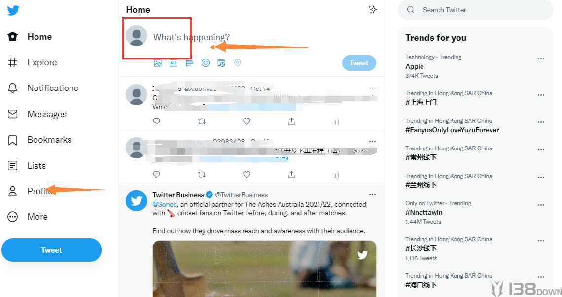 Twitter个人资料Profile设置入口