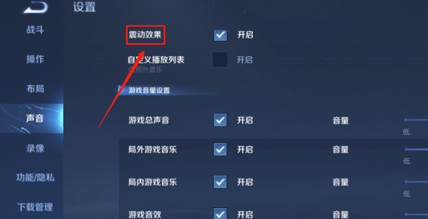 怎么关闭王者荣耀局内震动效果